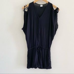L*Space Black Cold Shoulder Crepe Romper Small